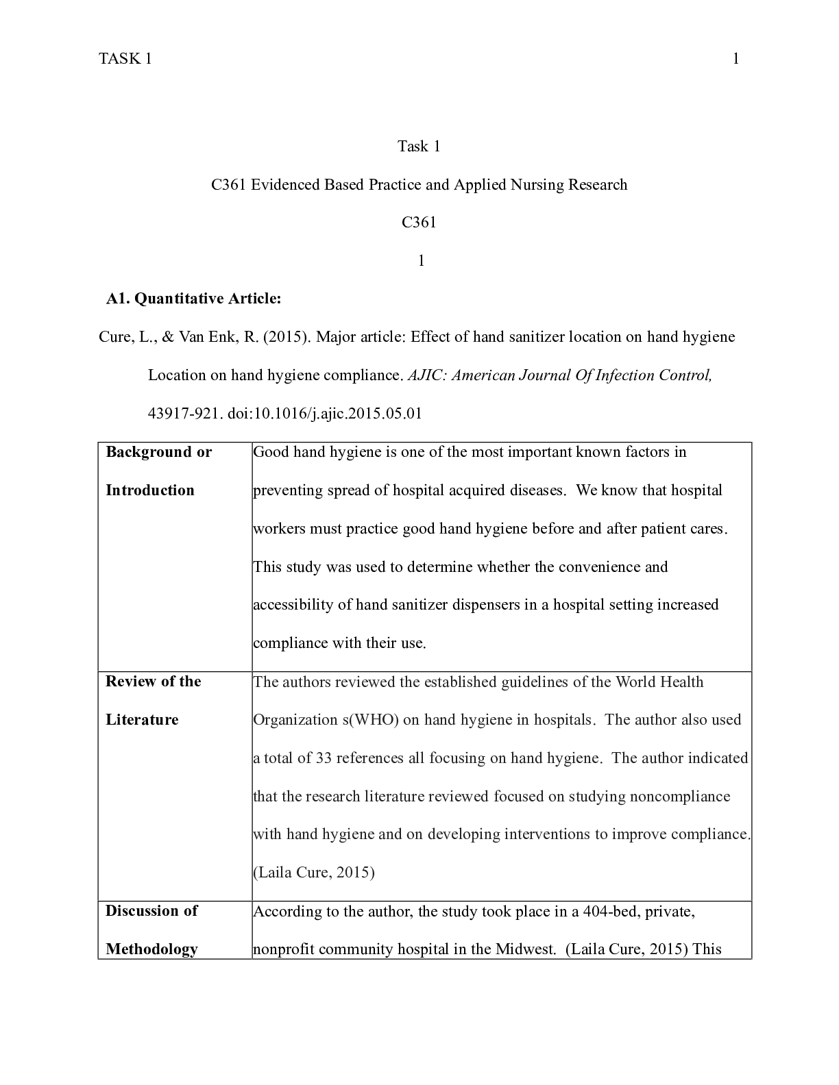 Preview image of C361 Evidenced Based Practice and Applied Nursing Research    Task 1  C361 Evidenced Based document